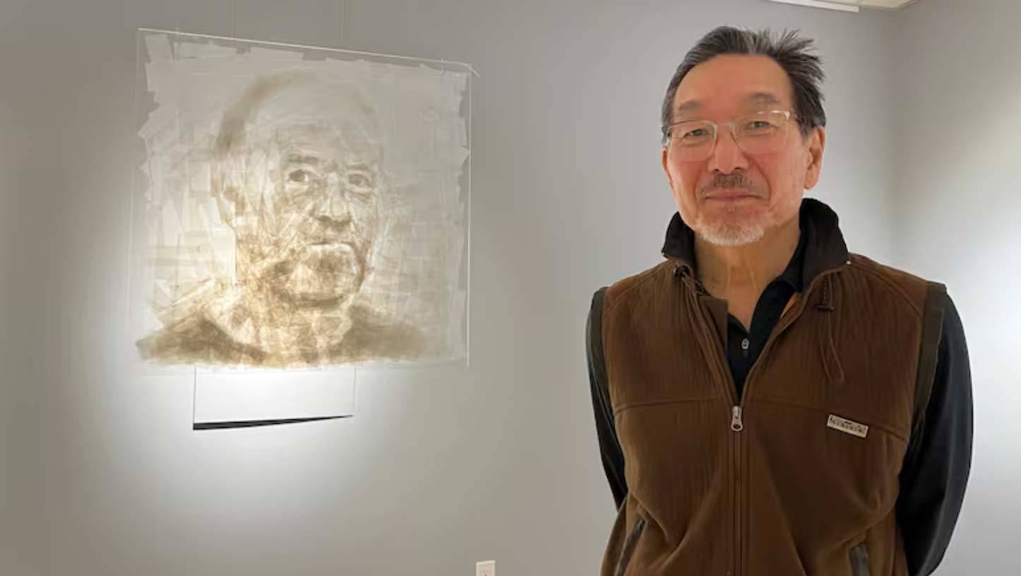  波特·布兰福德艺术家用透明胶带创作肖像 
